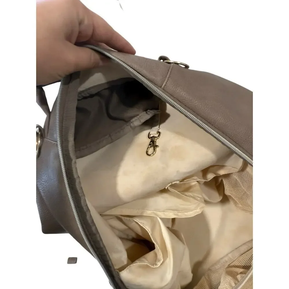 Itzy Ritzy Boss Plus Diaper Bag Vanilla Latte‎ Faux Leather READ
